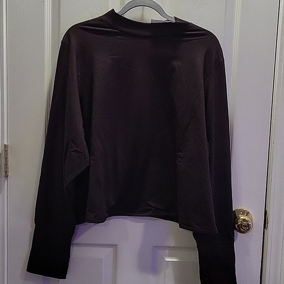 NWT Old Navy Cozecore Go Dry Dark Raisin Lightweight Turtleneck Crop Top Size 4X - Picture 1 of 7